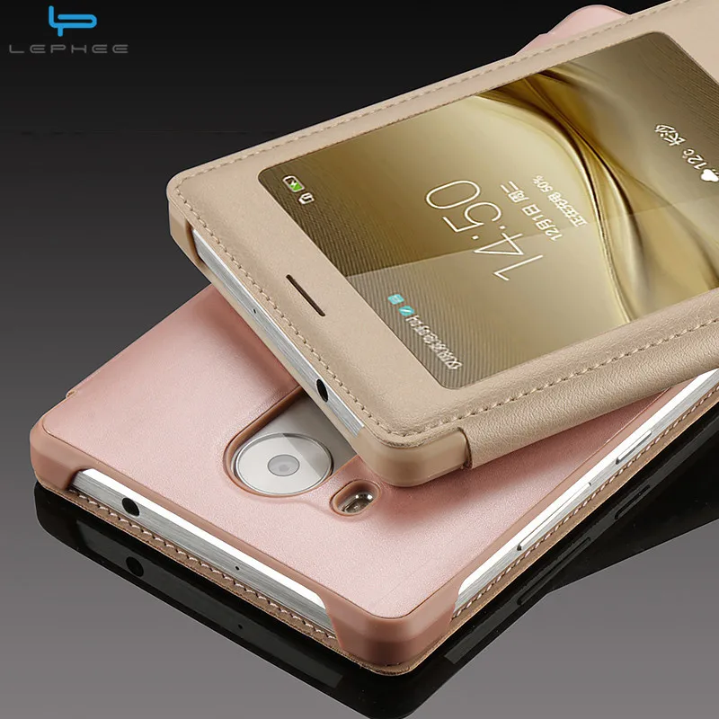 

LEPHEE for Huawei Mate 8 9 Case Huawei Ascend Mate8 Cover GOLD Hard Back Cover Window Flip Leather Cases for Huawei Mate8 10