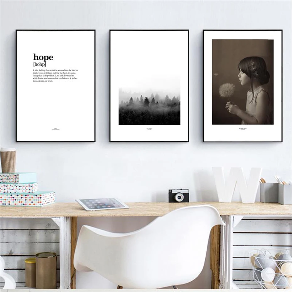 

SURE LIFE Forest Canvas Paintings Hope Quotes Posters Girl Minimalist Prints Wall Art Pictures for Living Room Home Decoration