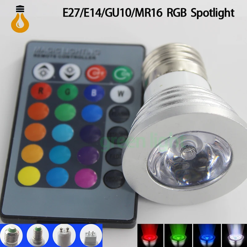 Новинка 2016 1 шт./лот 9 Вт RGB E27 E14 MR16 GU10 16 Цвета светодиодный свет лампочка лампа