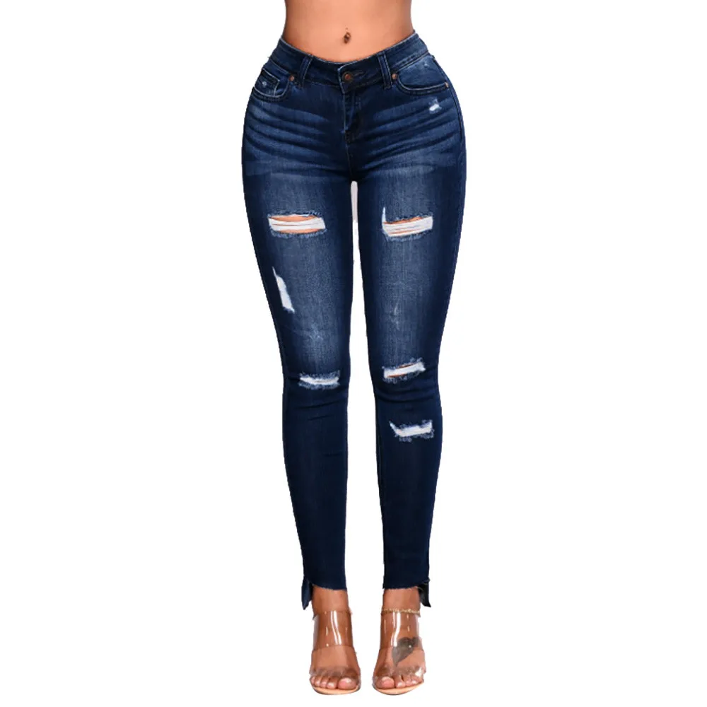 

2019 High Waist Skinny Fashion Boyfriend Material Jeans for Hot Women Hole Vintage Girls Slim Ripped Denim Pencil Pants#4