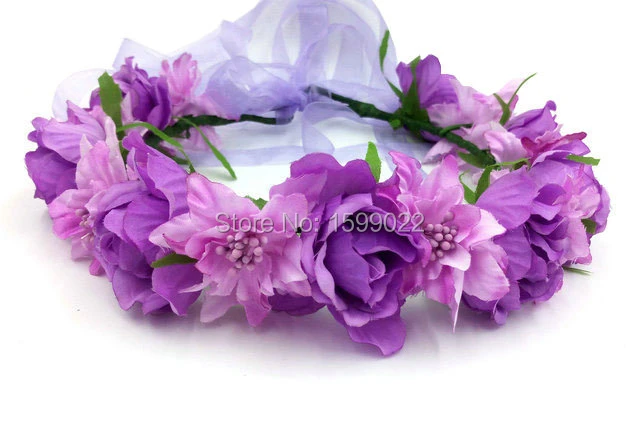 Pretty Floral Hair Garland Accessories Diy Purple Rose Flowers Hairpiece  Women Flower Girl Crown Wedding Photography Props Gifts - Hair Jewelry -  AliExpress