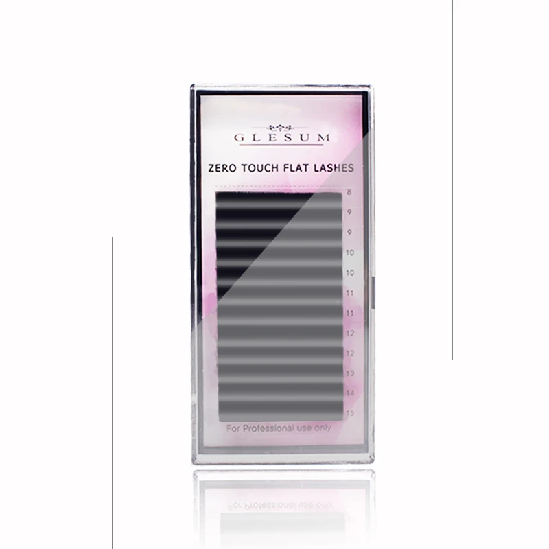 

Glesum Free Shipping New Mixed Tray Flat Ellipse Eyelashes Extensions split tips ellipse shaped natural Black Matt Lashes