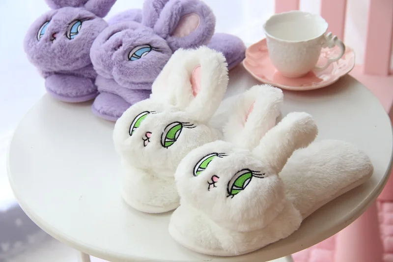 HUANQIU Autumn And Winter Plush Slippers Cartoon Home Cotton Slippers Elk Off-the-slip Slippers wyq96