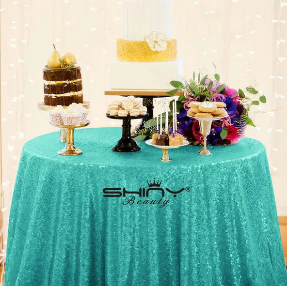 

ShinyBeauty 90" Matte Green Sequin Tablecloth, Table Cloth Party, Sparkle Sequin Linens, Custom Made Gold Sequin Tablecloth-R