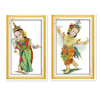 

Grid Cotton Embroidered 11CT 14CT Multi Size Small Size Thai Dance Girl Graceful Dance Cross Stitch Manual Embroidery