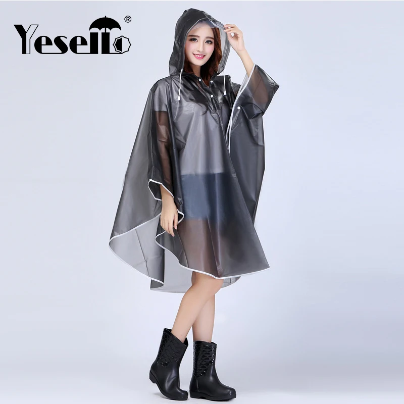 

Yesello EVA Women Raincoat Thickened Waterproof Rain Coat Women Clear Transparent Camping Waterproof Rainwear Suit For Women
