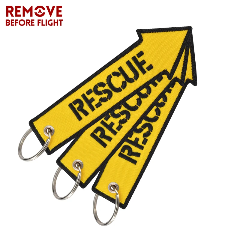 Remove Before Flight Rescue Key Chain for Cars Key Tag Cool Yellow Arrow Shaped Embroidery Key Fob OEM Keychain for Motorcycles (8)