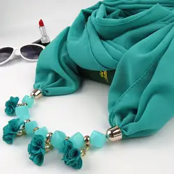 2019 Летний новый солнцезащитный крем для женщин ювелирные изделия шарф ожерелье из шифона цветок кулон шарф шейный платок wrap