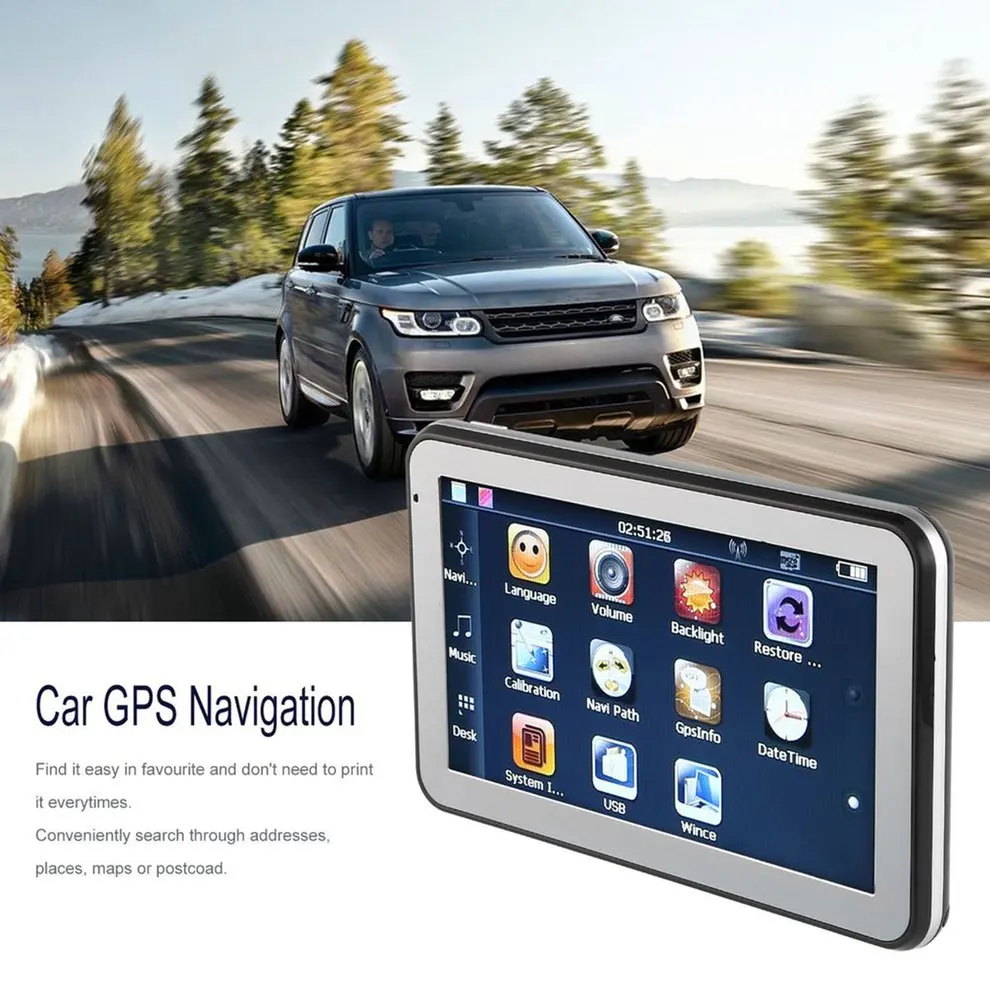 

5" 886 HD Car Truck GPS Navigation 256M+8GB Reversing Camera Touchscreen FM Navigator Accurately Position Black hot