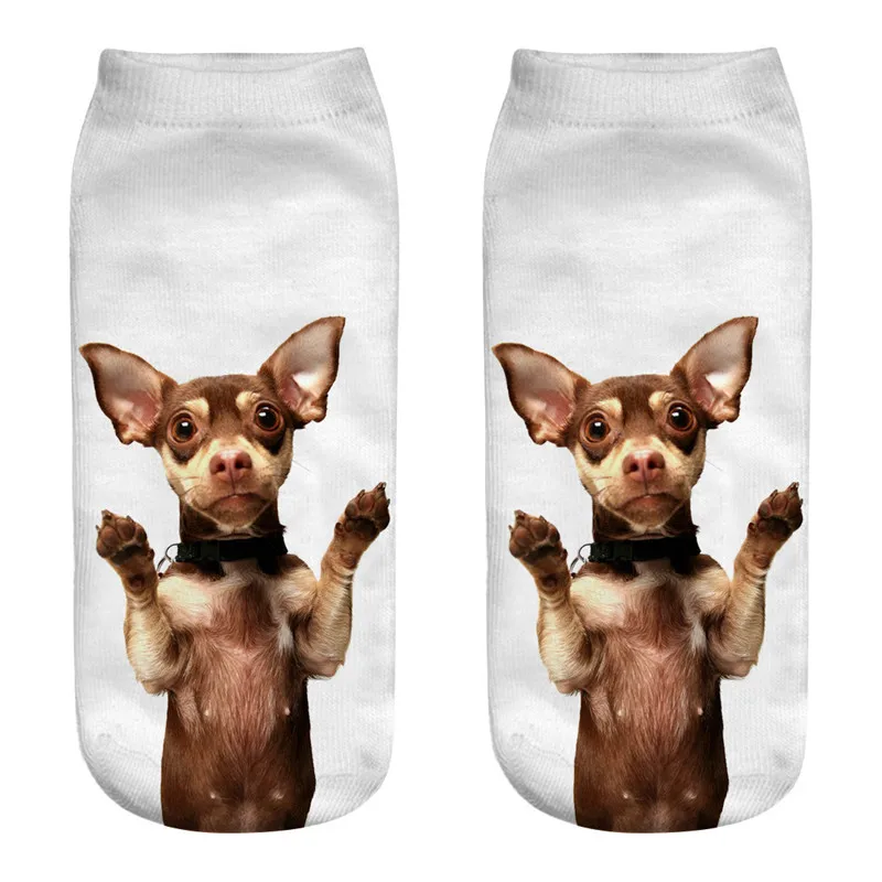 Новые женские носки с 3D принтом Харадзюку Kawaii короткие носки Модные женские короткие носки забавные Носки с рисунком собаки Meias - Цвет: 24