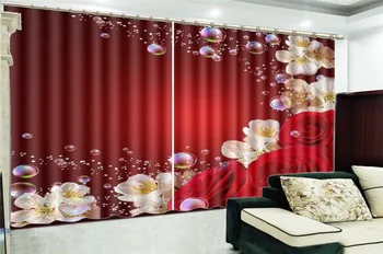 

3D Curtain Living Room Dreamy Vivid Red Rose HD Digital Print 3d Floral Shading Practical Fine Curtain