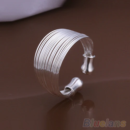 

Fashion Multilayer Chain Women Ring Plated Wide Band Silver Ring 1T2T