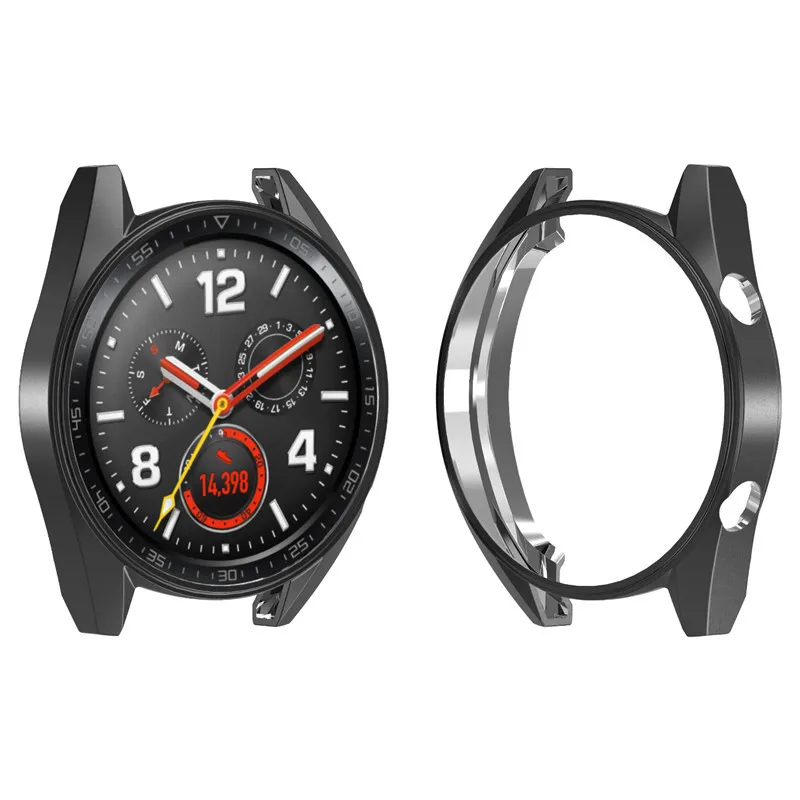 Мягкий ультратонкий защитный силиконовый чехол из ТПУ для huawei Watch GT запасной чехол ремешок Смарт-часы аксессуары - Цвет: Черный