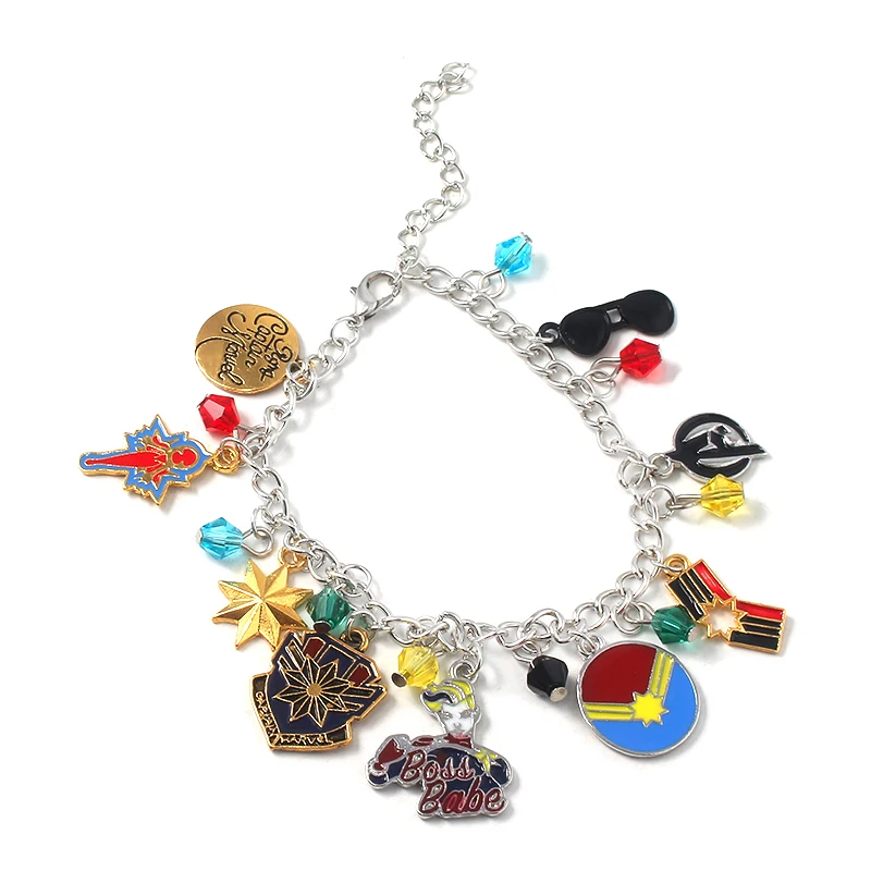 

Avengers 4 Captain Charms Bangle Bracelet Iron Man Black Panther Thanos Infinite Power Glove Gauntlet Bracelet For Fans