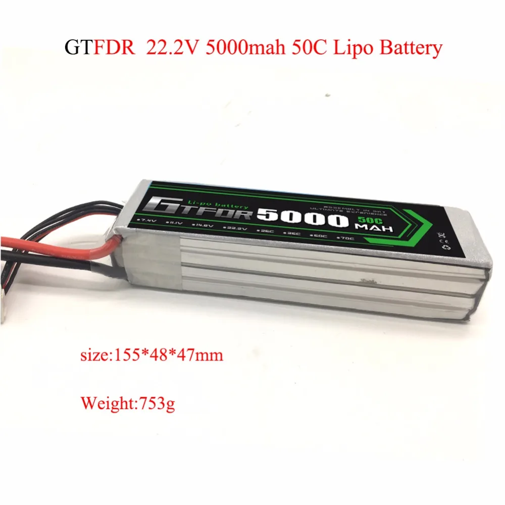 

GTFDR 6S 22.2V 5000mah 50C RC Lipo AKKU Max 100C RC Lipo Li-polymer Battery For Yak 54 Align 7.2 800E Helicopter RC Drone