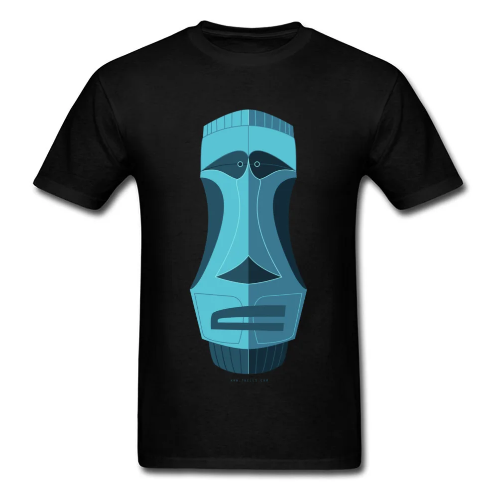 Blue Tiki Casual T Shirt for Male 100% Cotton ostern Day Tops T Shirt Family Clothing Shirt Short Sleeve High Quality O Neck Blue Tiki black