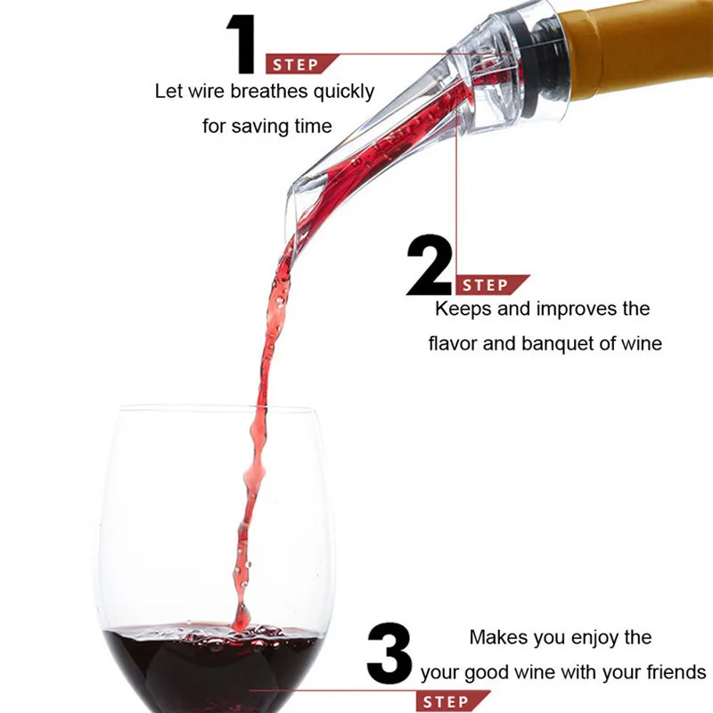 New Professional Dining Bar Red Wine Aerating Pourer Spout Decanter Wine Aerator Quick Aerating Pouring Tool with Holder  
