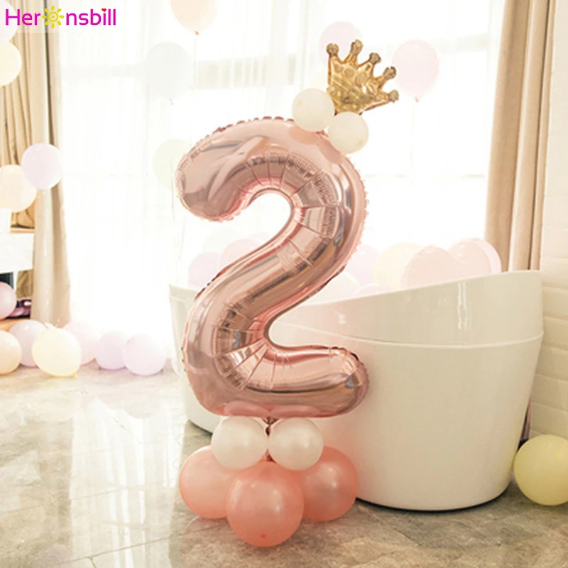 letra gasolina Incitar Kits de globos de columna de 2 años, decoración para fiesta de cumpleaños,  soy dos bebés, niño y niña, suministros de aluminio de látex, oro  rosa|Globos y accesorios| - AliExpress