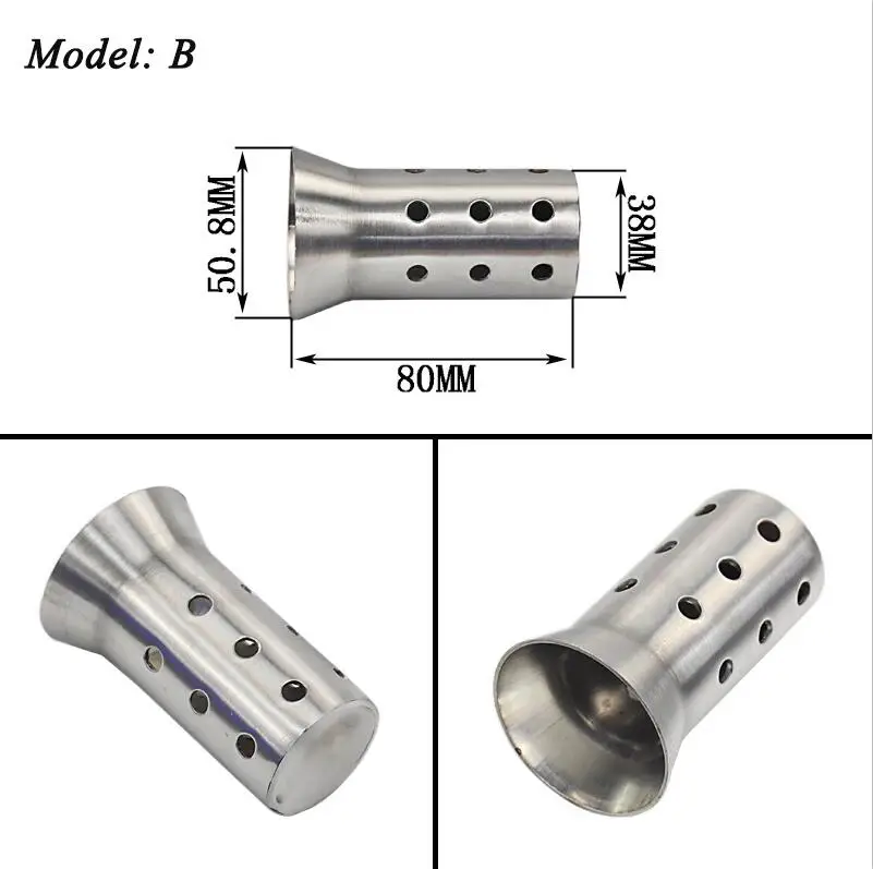 Silp на 38-61 мм мотоцикл съемный дБ убийца системы модифицированный Sainless сталь выхлопной трубы глушителя системы - Цвет: B