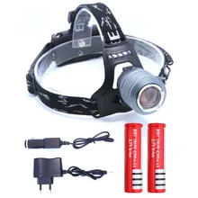 Высокая Мощность 3000LM налобный фонарь XM-L T6 светодиодный налобный фонарь с 3 режимами Масштабируемые светодиодные фары охота автомобиля Зарядное устройство AC Зарядное устройство+ 2* батареи