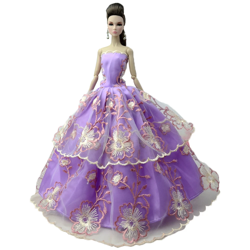 NK One Pcs Doll Princess Wedding Dress Noble Party Gown For Barbie Doll Accessories Handmake Outfit Best Gift For Girl' Doll JJ