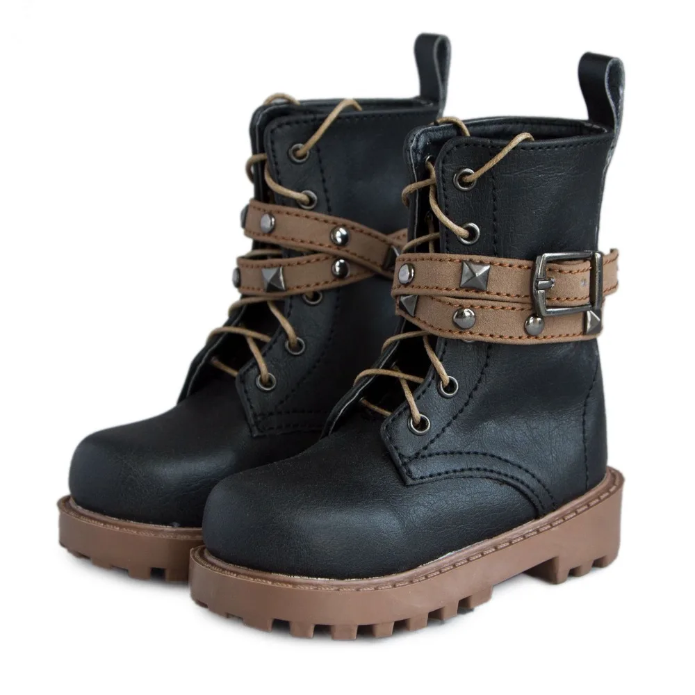 

[wamami] 46# 1/3 SD Black Brown Locomotive BJD Doll Rivet Synthetic Leather Boots
