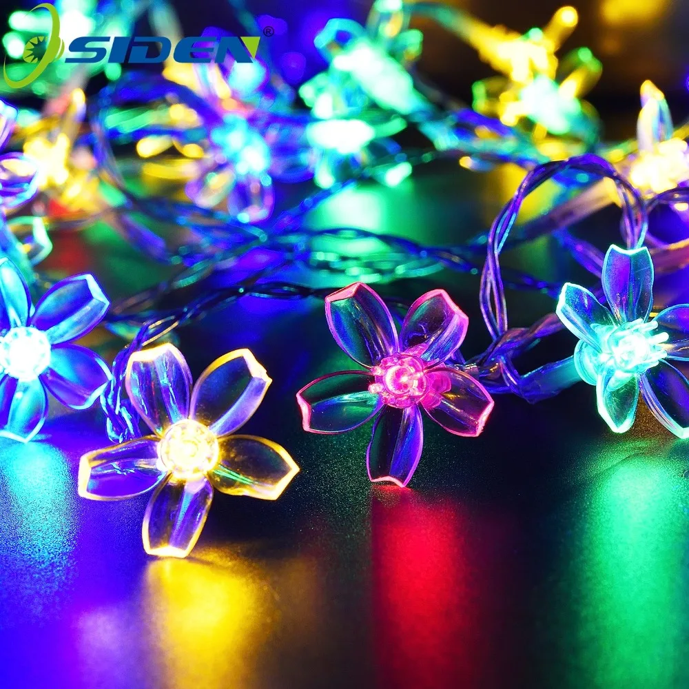 

OSIDEN 5M 50LED Battery Led Strings Blossoms Peach 3*AA Battery Christmas Holiday Wedding Decoration String Fairy Lights Garland