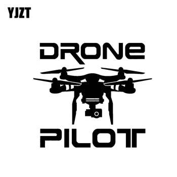 

YJZT 15CM*13.1CM Vinyl Decal Car Sticker " Drone Pilot " UAV Black/Silver C3-0155