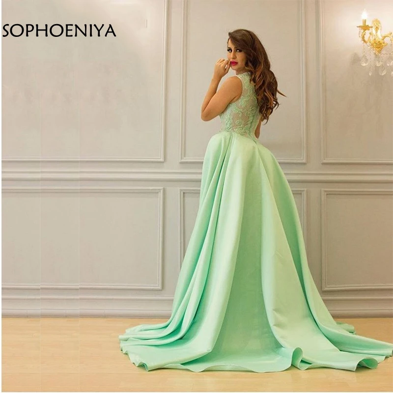 New-Arrival-Cap-sleeve-evening-dresses-Abendkleider-2019-High-Neck-Green-Party-dress-Muslim-evening-dress (1)