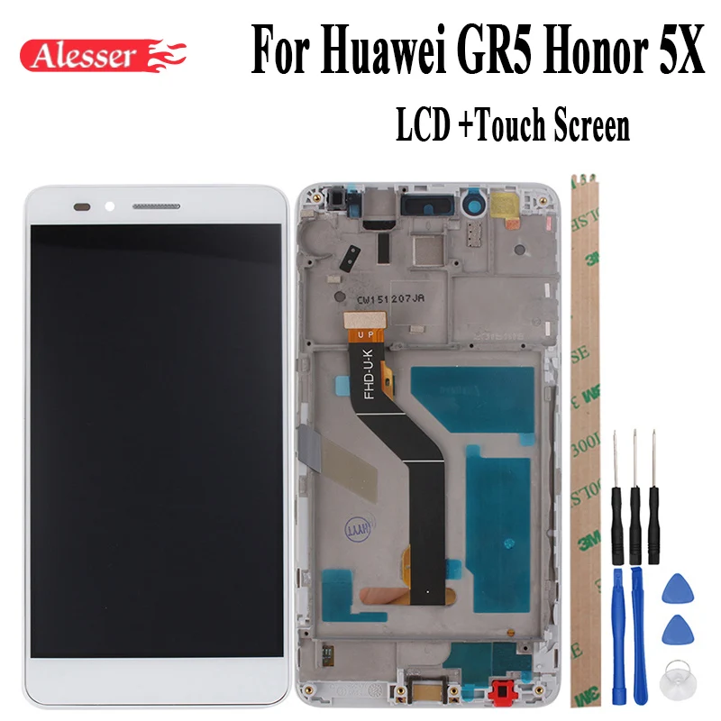 

Alesser For Huawei GR5 Honor 5X LCD Display and Touch Screen Panel With Frame Screen Digitizer Assembly Repair Parts 5.5 Inch