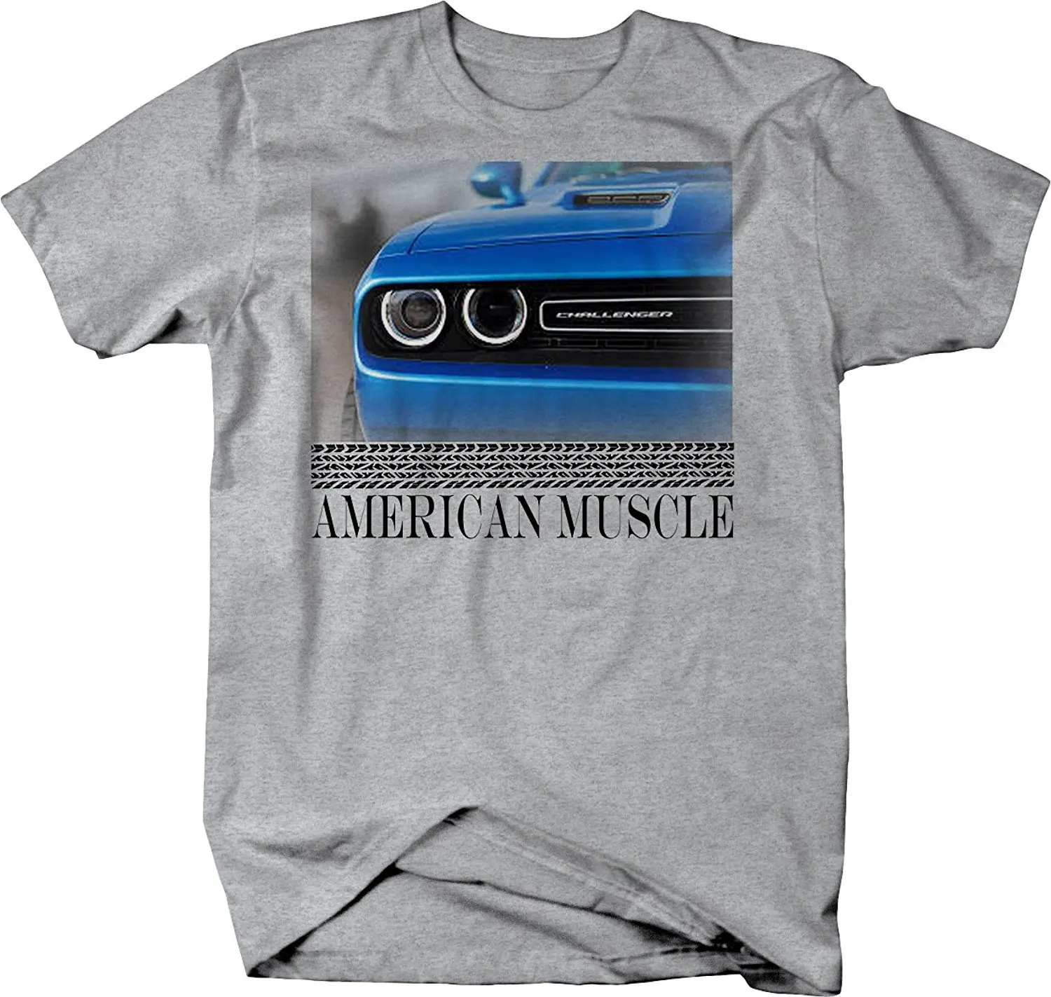 

2019 Hot sale Fashion American Muscle Car Challenger Blue Grill Halo Headlights T-shirt Tee shirt