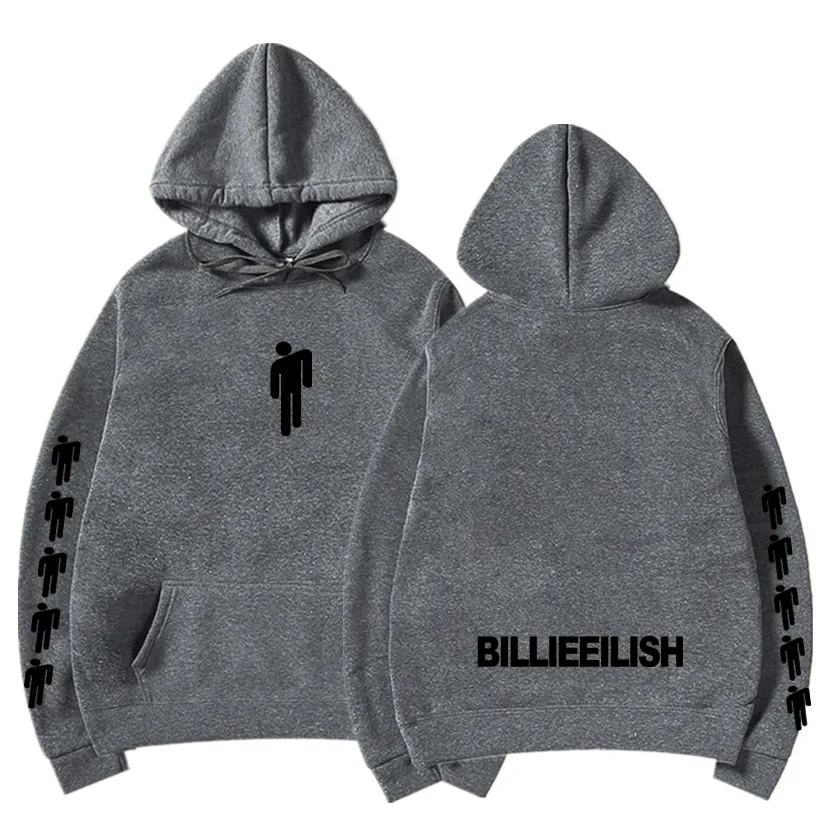 Dark gray 84 Billie Eilish модные толстовки с принтом женские/мужские толстовки с капюшоном и длинным рукавом горячая Распродажа повседневные трендовые уличные толстовки - Цвет: Dark gray 84