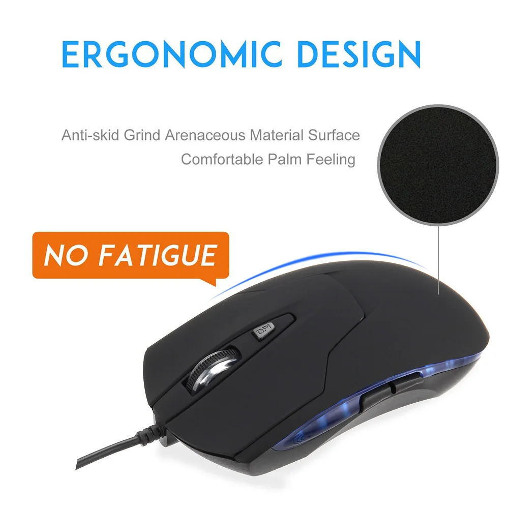 

LED USB Wired Gaming Mouse 6 Buttons Adjustable 2400 DPI Optical Computer Mice for Game Laptop Q99 DJA99