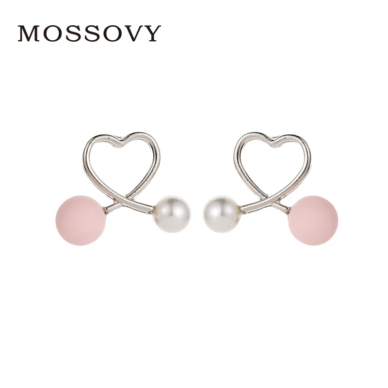 

Mossovy Korean Version Creative Cross Heart Rose Gold Stud Earring for Female Fashion Popular Silver Earrings for Women Jewelry