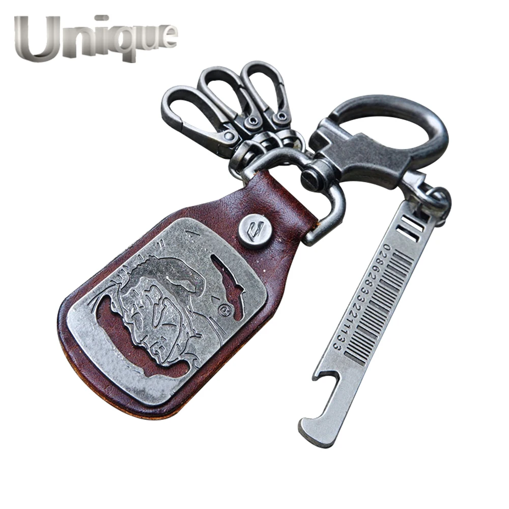 

Unique design Customized Key Chain Key PU Holder Ring Car Keychains Jewelry Couple Gift Llaveros multifunctional Bottle Opener