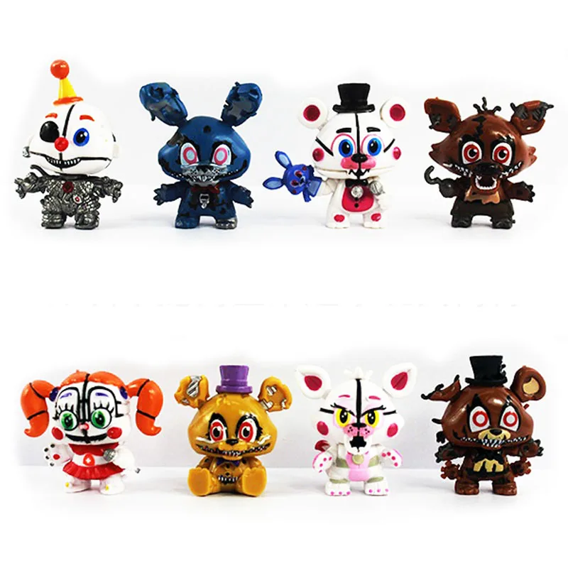 

8pcs/set At Freddy's Five Nights PVC Action figure 6cm Bonnie Foxy Freddy toys 5 Fazbear Bear Doll baby toys for Christmas gift
