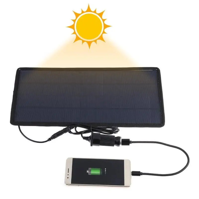 

Alloyseed 12W 18V 12V 5V Solar Panel Charger Portable Monocrystalline Solar Module for Car Boat Rechargeable Power Battery Charg