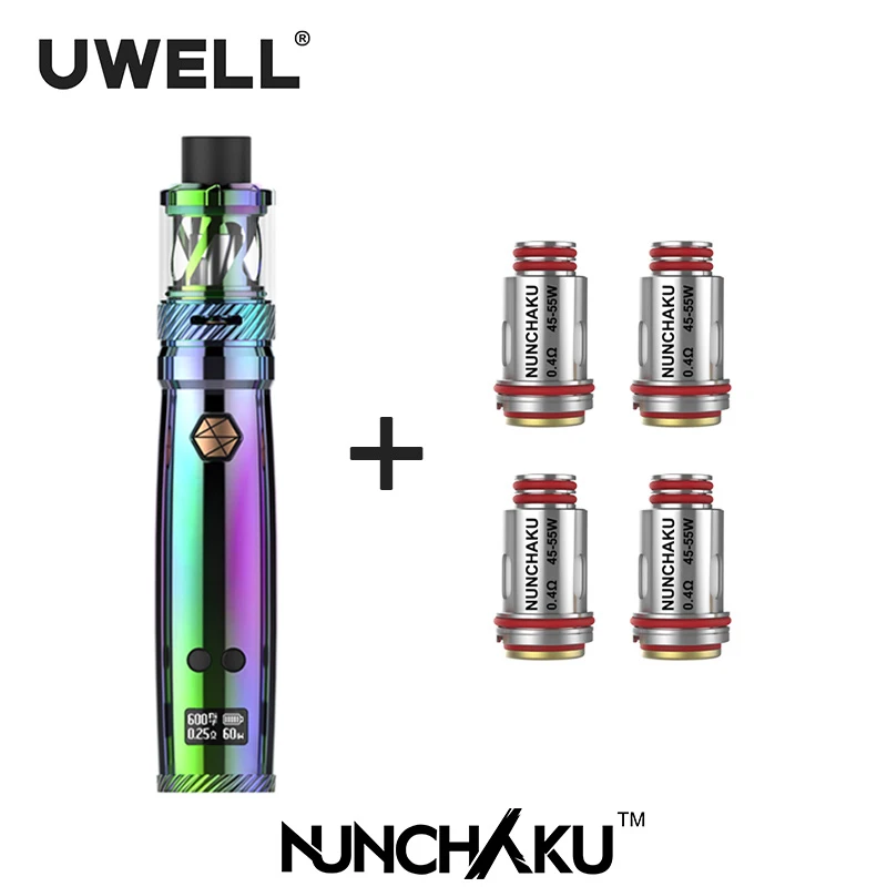 UWELL NUNCHAKU Kit & Coil Set 5 80 Вт с емкостью мл 18650 батареей или USB зарядкой (без батареи)