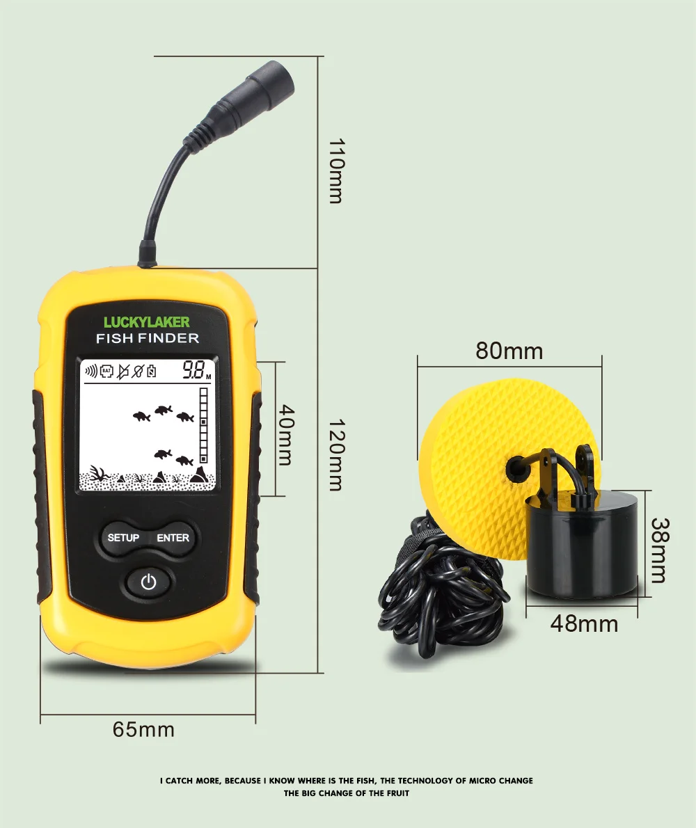 Inventor de Peixes Sonar para Pesca Fishfinders para Caiaque Sorte Portátil Sonar Fishfinder Cabo Barco Lago Gelo 18 Cheap Localizadores de peixe