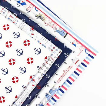 

6pcs Sea print bedding fabric 50 cm x 50 cm print cotton fabric bundle DIY handmade children sheet quilt fabrics