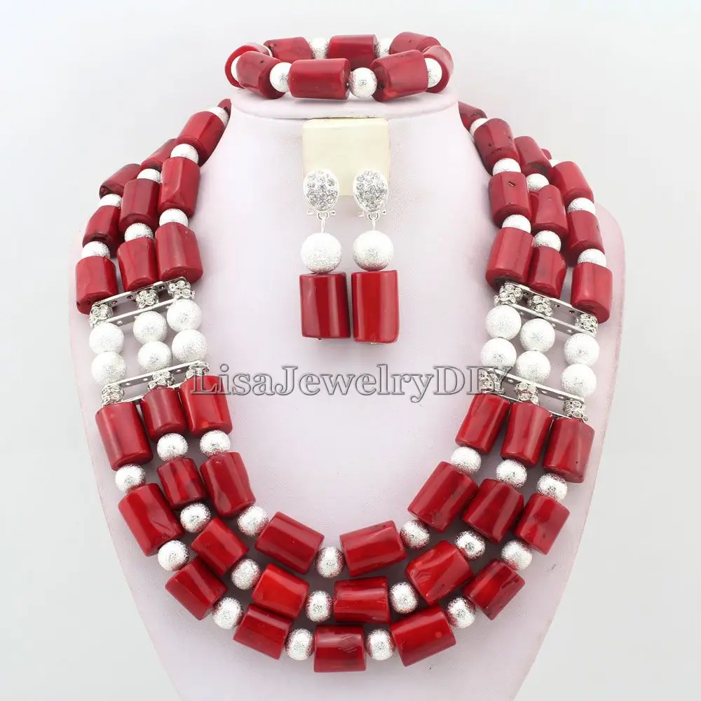 

New Nigeria Wedding Set Coral Necklace African Beads Classic Women Coral Jewelry Set African Jewelry Bridal Jewelry Sets HD6290