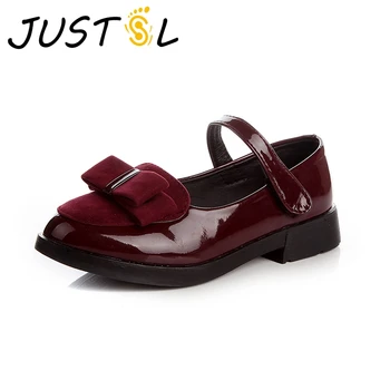 

JUSTSL 2017 spring autumn kids solid classic princess shoes children's leather Retro shoes girls party shoes size 27-37