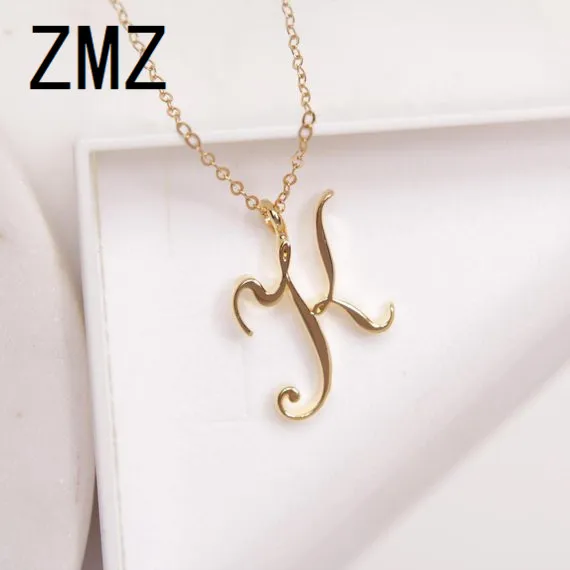 

ZMZ 30pcs/lot 2019 Europe/US fashion English letter pendant lovely letter K text necklace gift for mom/girlfriend party jewelry