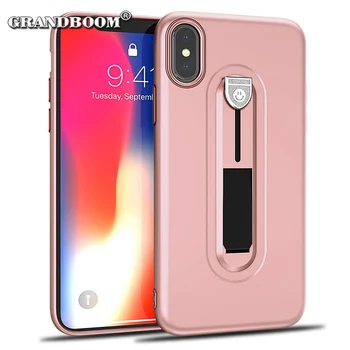 

50pcs Hidden Kickstand TPU Rugged Hybrid Armor Anti-Knock Case For iPhone XS Max XR X 8 7 6 S Plus Luxury With Stand Back Cover