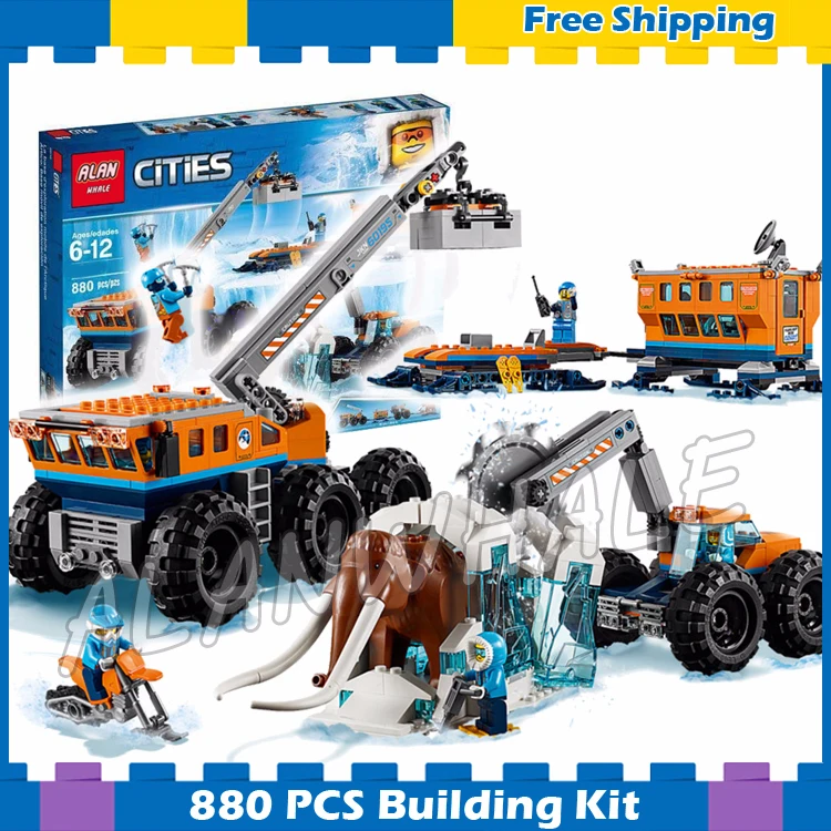 

804pcs City Arctic Mobile Exploration Base Mobile lab Frozen Mammoth 10997 Model Building Blocks Gifts sets Compatible With lego