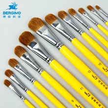 BGLN 6 шт ласка для волос Акварельная кисть гуашь в наборе масляная краска для рисования твердая древесина желтая ручка Кисть для рисования, ручка комплект, принадлежности для живописи