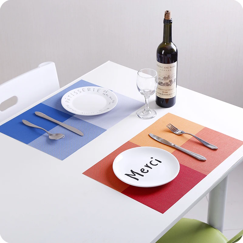 1set Stylish Waterproof placemats dining pvc rectangle Square placemats