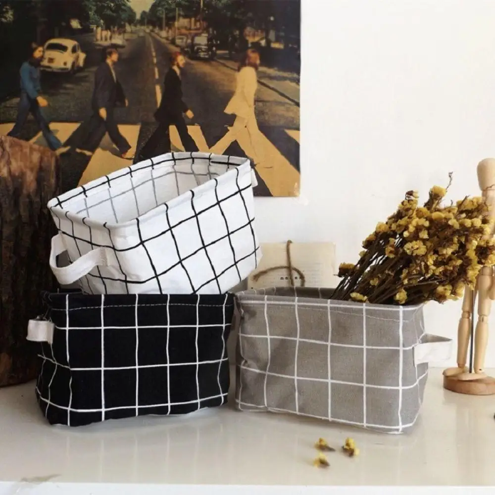 

Cute Simple Cotton Line Storage Box Mini Colorful Folding Kids Toy Debris Snacks Desktop Storage Basket Home Organization