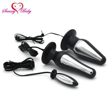 3 tamanhos selecionados choque elétrico anal plug electro choque contas de extremidade massagem médica brinquedos temáticos brinquedos sexuais erótico vibratório yq187