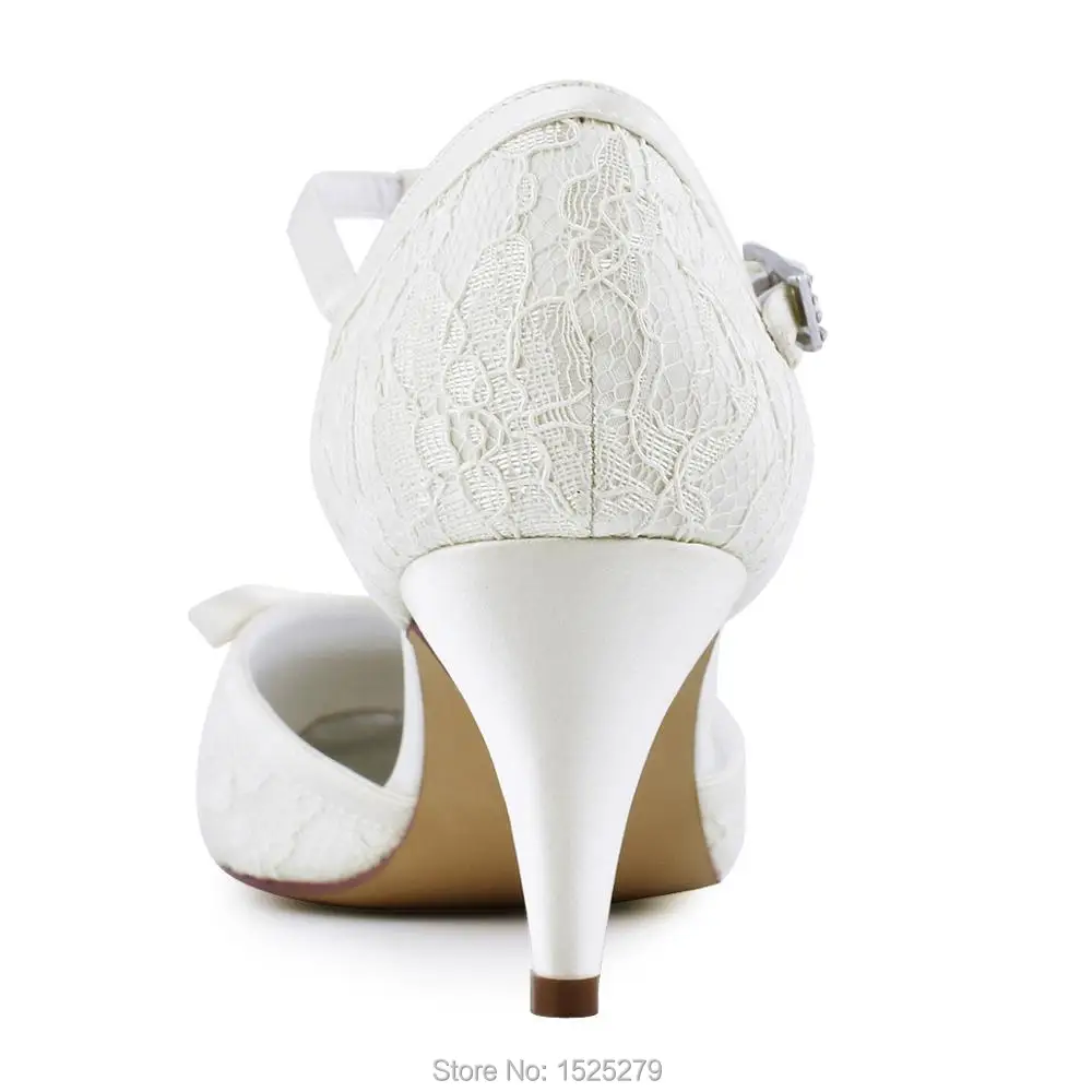 Hc1721 white strap Orteil Ivoire Pompes Dentelle Mariée Chaussures De T Ivory Mariage Blanc Fermé Femme Soirée Arcs ApHnwxqa7